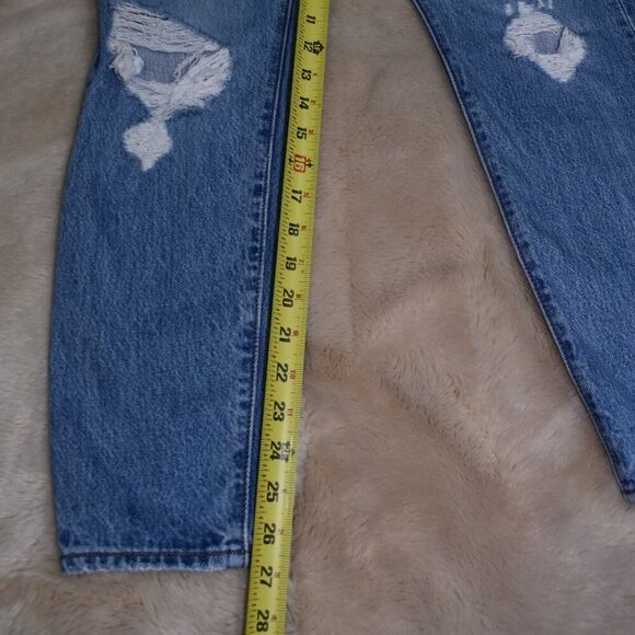 Levis Wedgie Straight Leg Jeans Womens 26 Blue Distressed Mid rise Denim - Picture 10 of 12